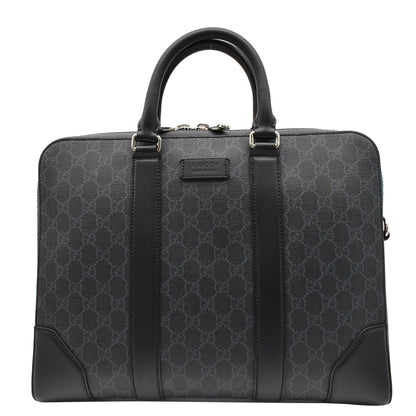 GUCCI Briefcase GG Supreme Canvas Messenger Bag Black 474135