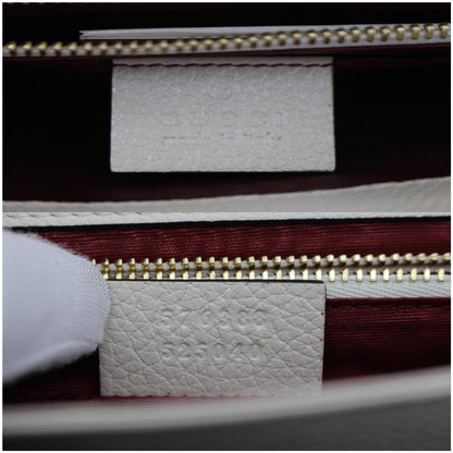 GUCCI Zumi Small Grainy Leather Chain Crossbody Bag White 576388