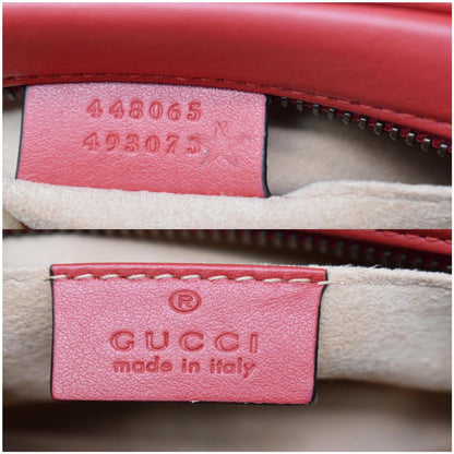 GUCCI GG Marmont Matelasse Mini Leather Crossbody Bag Red