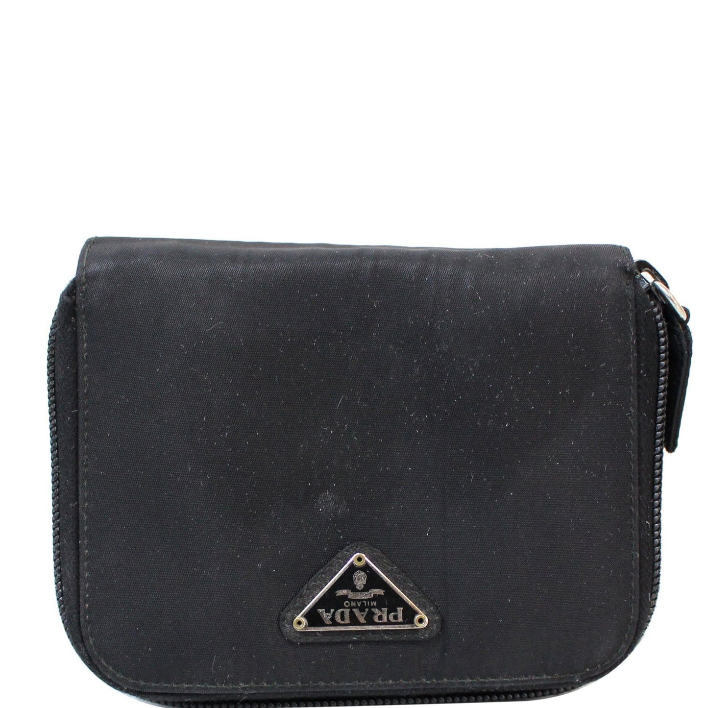 PRADA Nylon Zip Around Wallet Black