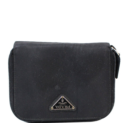 PRADA Nylon Zip Around Wallet Black