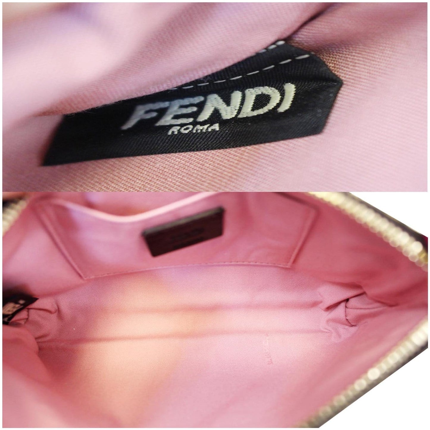 FENDI Spalmati Zucca Pochette Pouch Fuchsia