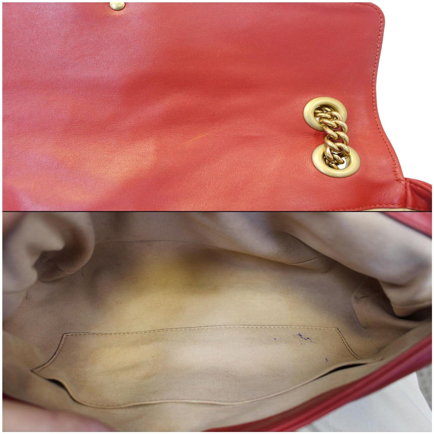 GUCCI GG Marmont Matelasse Leather Shoulder Bag Red 443496