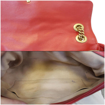 GUCCI GG Marmont Matelasse Leather Shoulder Bag Red 443496