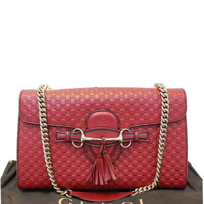 GUCCI Micro Emily GG Guccissima Leather Shoulder Bag 449635 Red