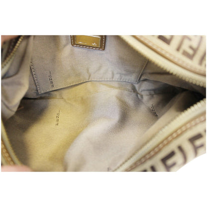 FENDI Zucca Small Canvas Shoulder Bag Beige