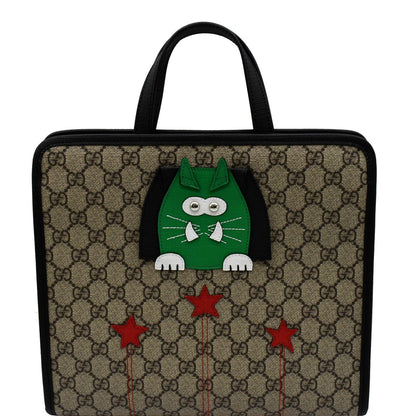 GUCCI Children’s Cat Printed GG Canvas Tote Bag Beige 645290