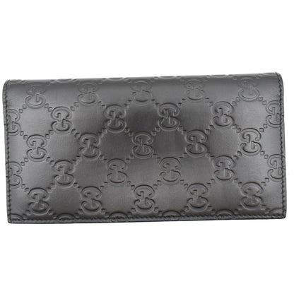 GUCCI Continental Long GG Guccissima Leather Wallet Black 224183