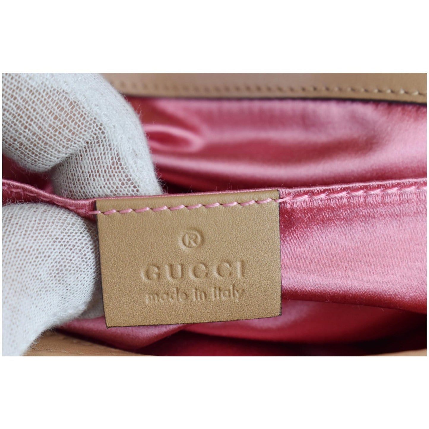 GUCCI GG Marmont Mini Pearl Studded Leather Shoulder Bag Gold 446744