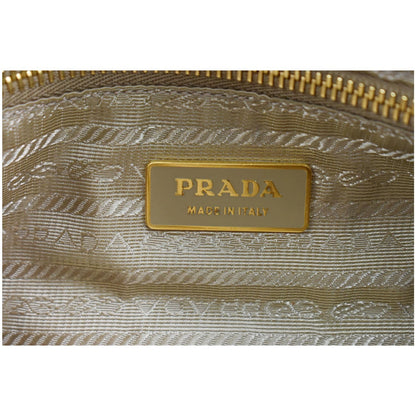 PRADA Bowling Perforated Saffiano Leather Satchel Bag Pink/Yellow