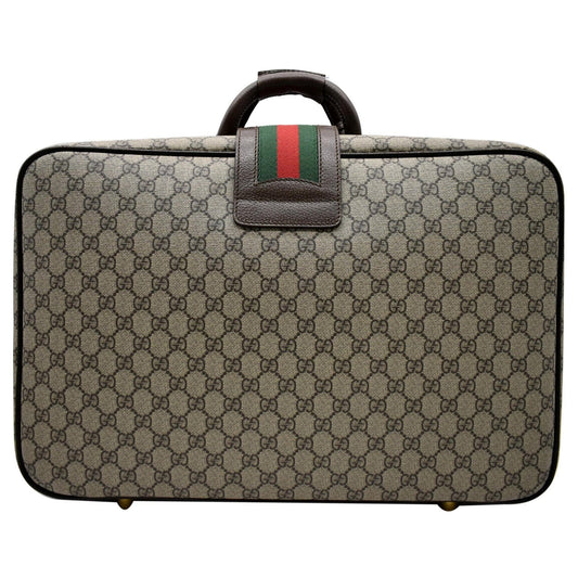 GUCCI Web GG Supreme Suitcase Travel Bag Beige 424501 - 25% OFF
