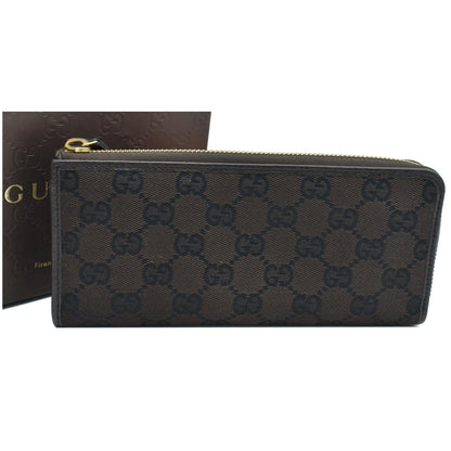 GUCCI GG Canvas Zip Around Wallet Brown 268917