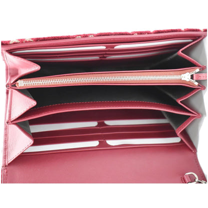 GUCCI Dionysus Mini Velvet GG Monogram Chain Wallet Red 401231