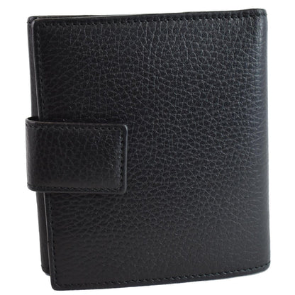 GUCCI GG Leather French Flap Wallet Black 456122