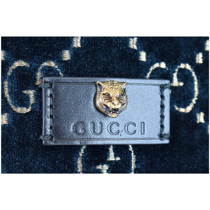 GUCCI Medium GG Monogram Velvet Classic Backpack Dark Blue 574923
