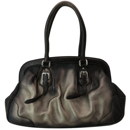PRADA Gradient Antik Frame Leather Satchel Bag Bronze Metallic
