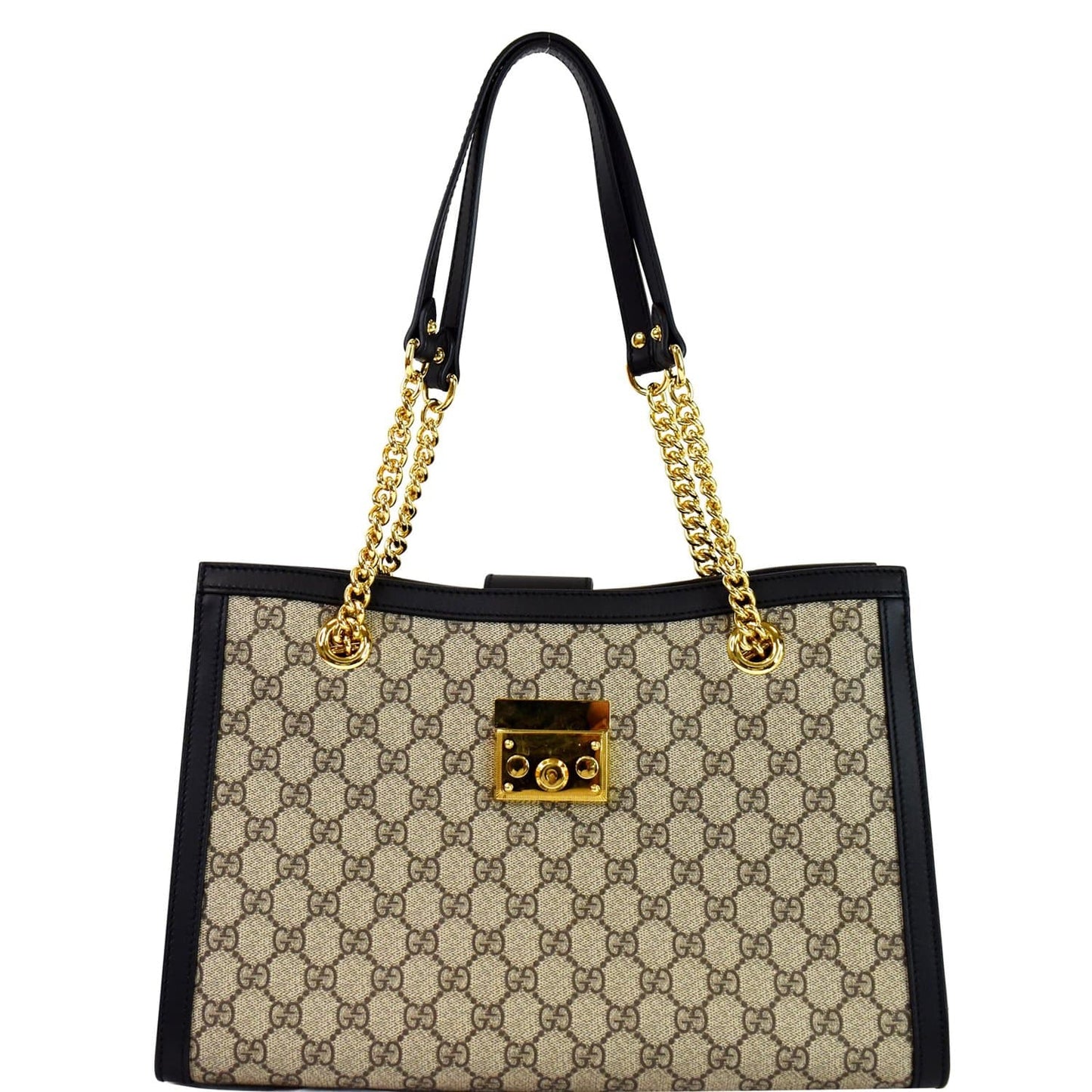 GUCCI Padlock Medium GG Supreme Canvas Shoulder Bag Beige 479197