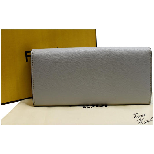 FENDI Monster Studs Leather Bugs Continental Wallet Grey