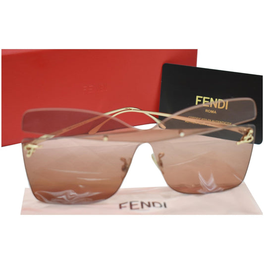 FENDI FF 0399/S 0G63/T4 Red Opal Peach Sunglasses Brown Gradient Lens
