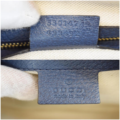 GUCCI Small Flora Canvas Tote Shoulder Bag Blue 550147