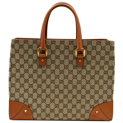 GUCCI Nailhead Medium GG Canvas Monogram Tote Bag Orange 120897