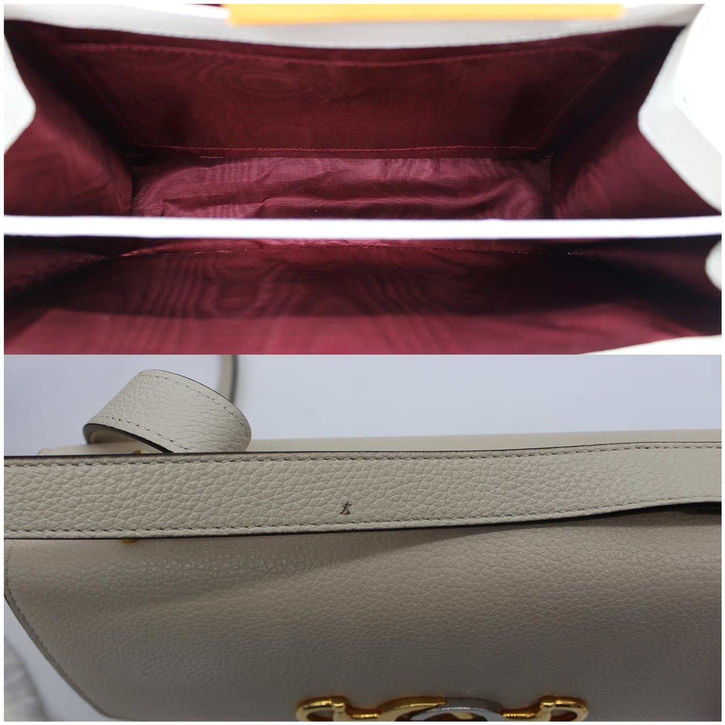 GUCCI Zumi Small Grainy Leather Chain Crossbody Bag White 576388