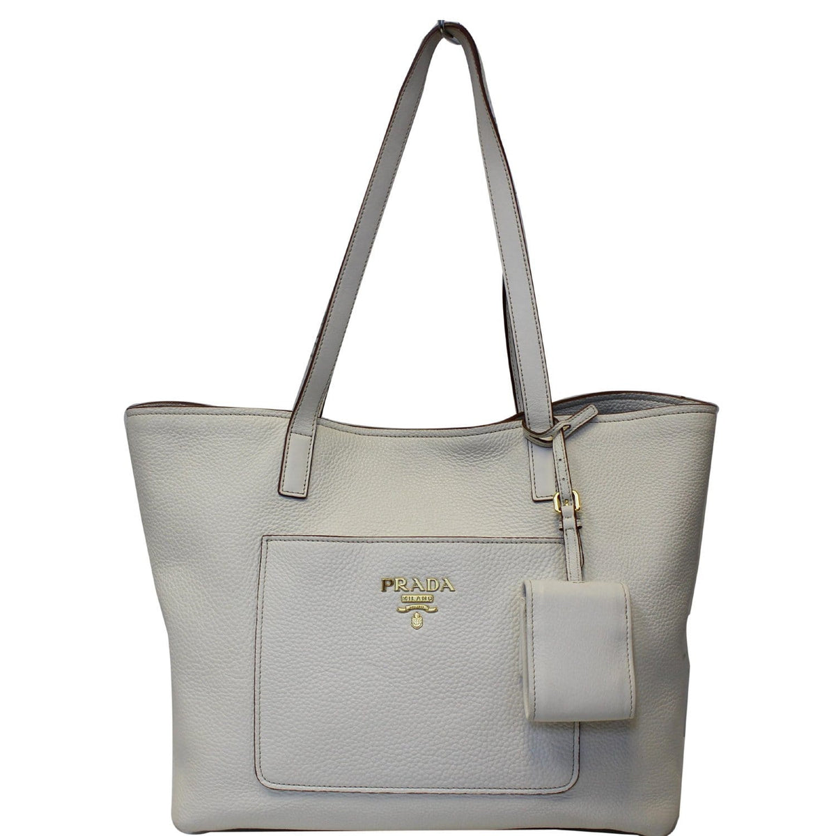 PRADA Large Vitello Daino Shopper Tote Bag White