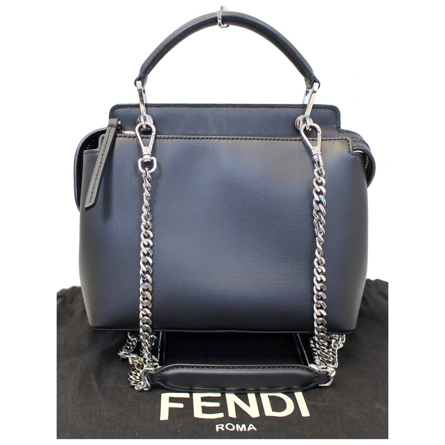 FENDI DotCom Faces Click Top Handle Embellished Leather Shoulder Handbag - Last Call