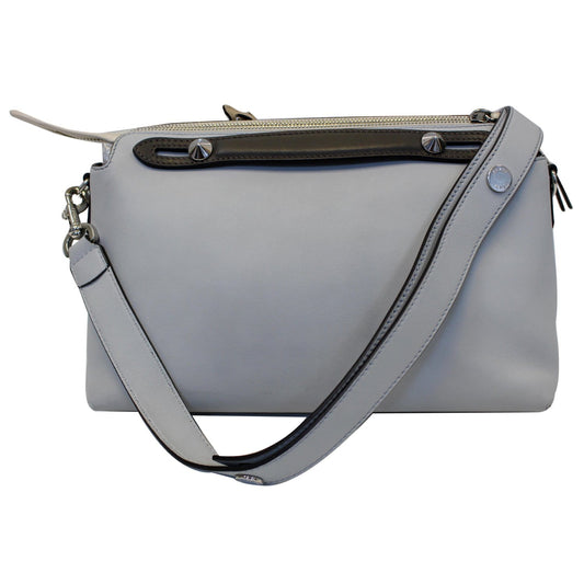 FENDI Small By The Way Leather Shoulder Bag Gray/Light Blue