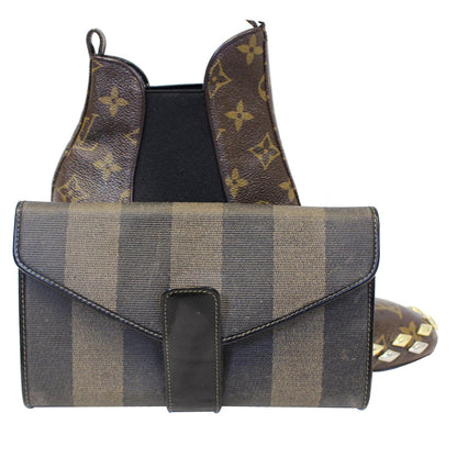 FENDI Vintage Pequin Stripe Wallet Brown