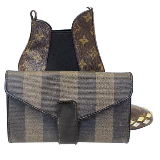 FENDI Vintage Pequin Stripe Wallet Brown