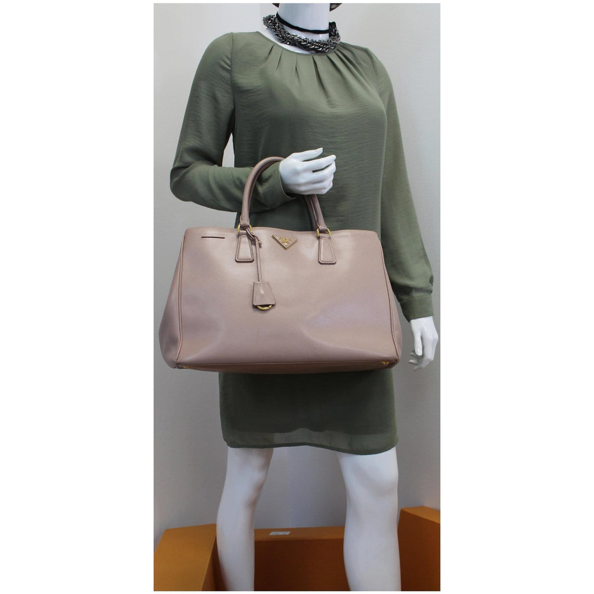 PRADA Lux Saffiano Leather Tote Tote Bag Light  Pink