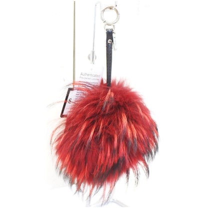 FENDI Fox Fur Monster Bag Bug Charm Red