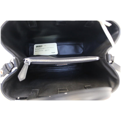 FENDI Petite 2Jours Whipstitch Leather Tote Shoulder Bag Black