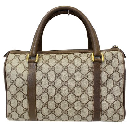 GUCCI Boston Doctor GG Canvas Satchel Handbag Taupe