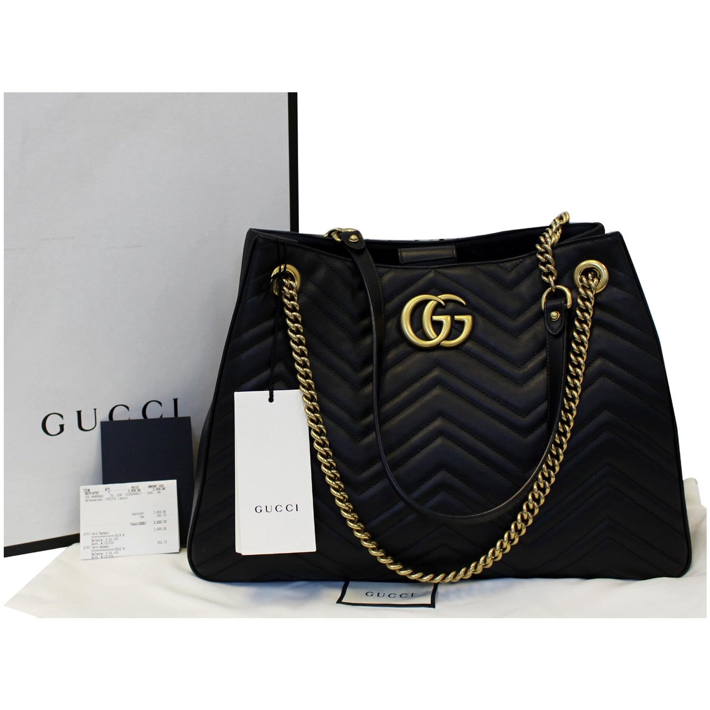 GUCCI GG Marmont Metelasse Medium Quilted Leather Shoulder Bag 453569 Black