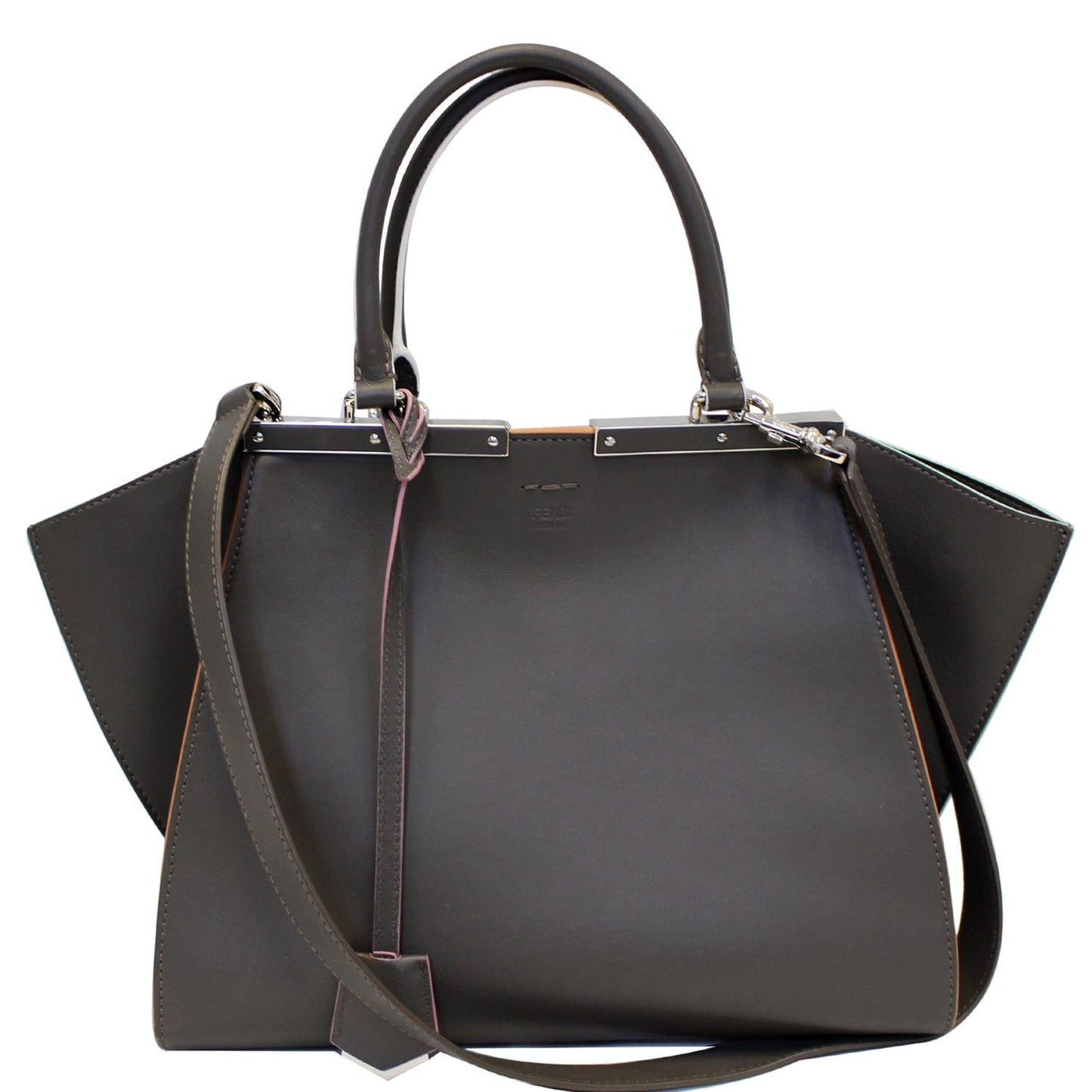 FENDI Petite 3Jours Calfskin Leather Tote Bag Dark Grey