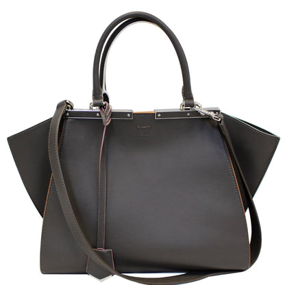 FENDI Petite 3Jours Calfskin Leather Tote Bag Dark Grey