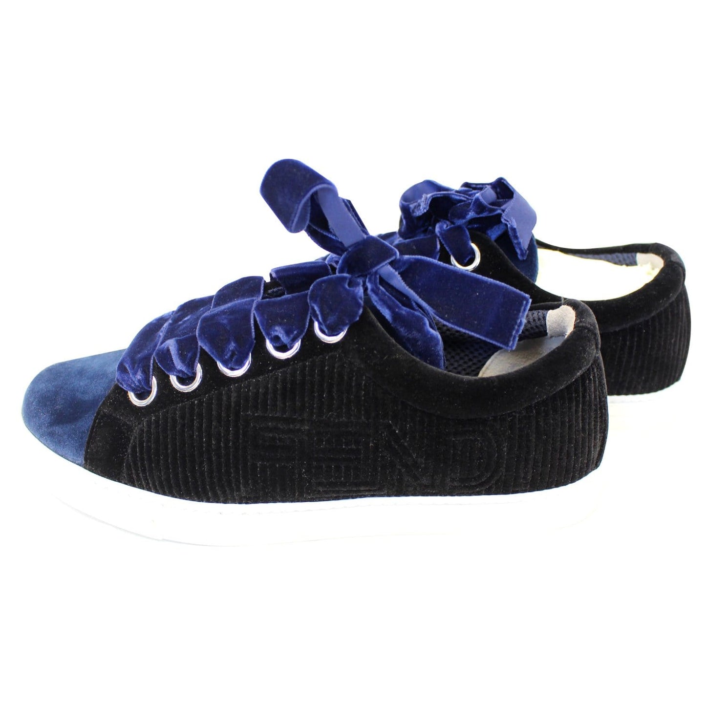 FENDI Velvet Sneakers Blue/Black Size 8.5 US - 25% OFF