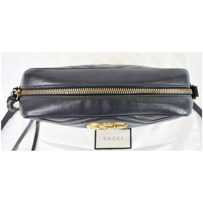 GUCCI GG Marmont Matelasse Small Leather Crossbody Bag Black