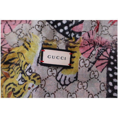 GUCCI Bengal Tiger Modal Silk Shawl Pink