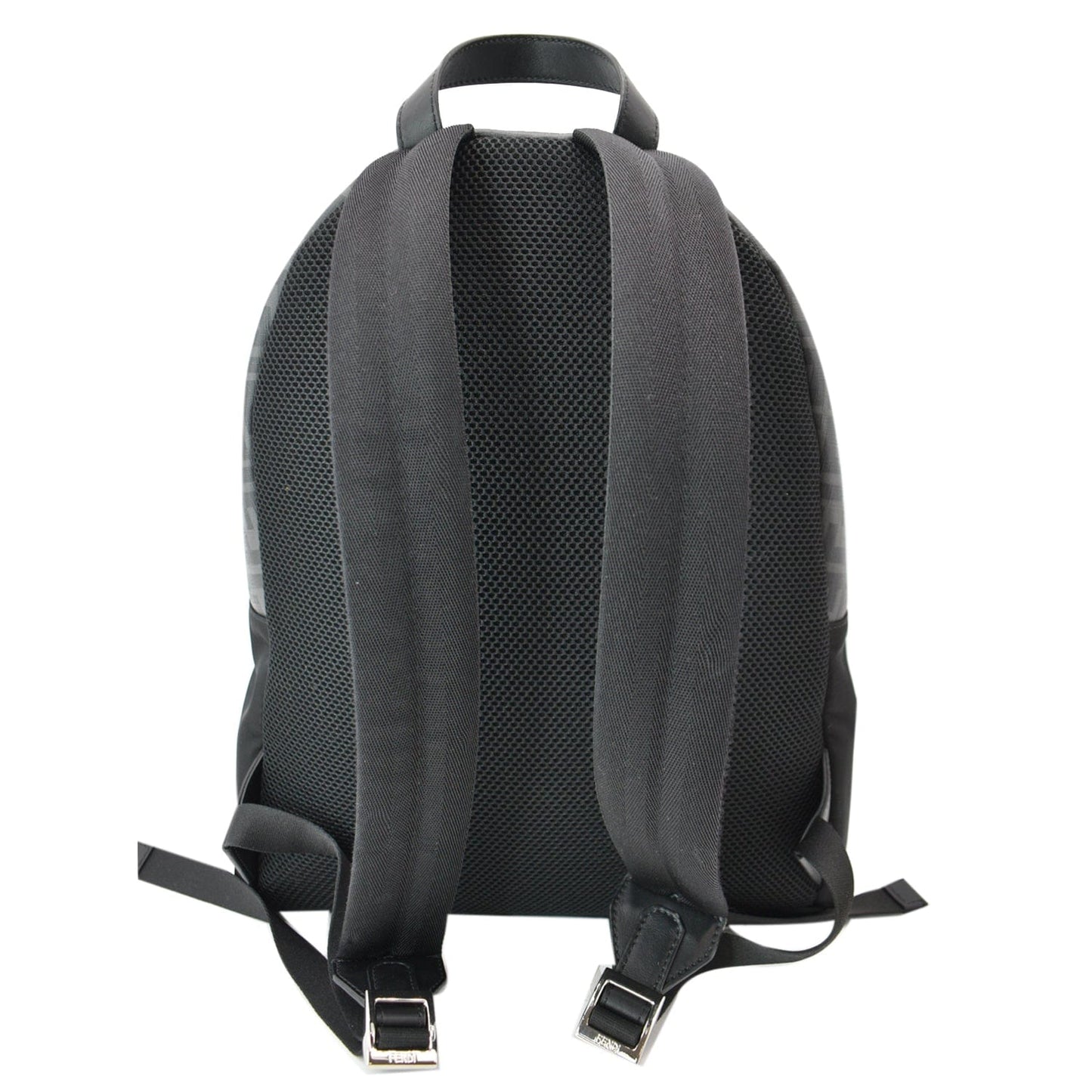 FENDI Diagonal Liberty Nylon Leather Backpack Black