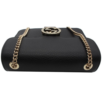 GUCCI Interlocking GG Leather Crossbody Bag Black