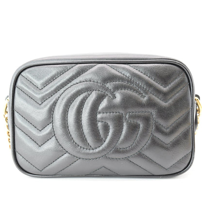GUCCI GG Marmont Matelasse Mini Leather Crossbody Bag Black 448065