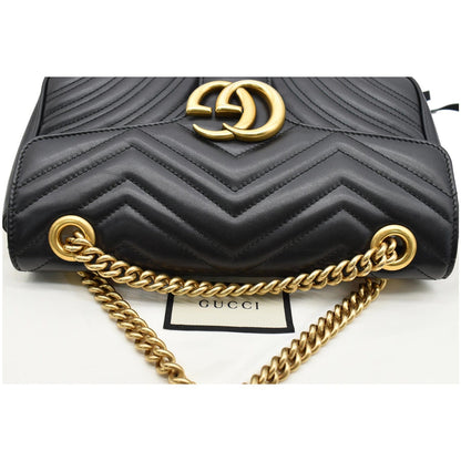 GUCCI GG Marmont Small Matelasse Leather Crossbody Bag Black 443497