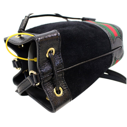 GUCCI Ophidia Mini Textured Leather Trimmed Suede Bucket Bag Black 550620 - 15% OFF
