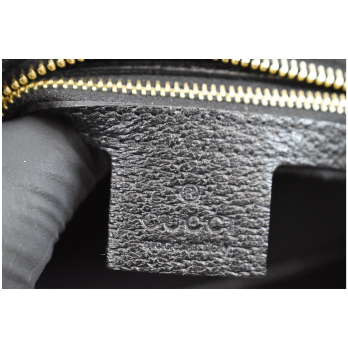 GUCCI Creole Monogram Leather Hobo Bag Black 145826