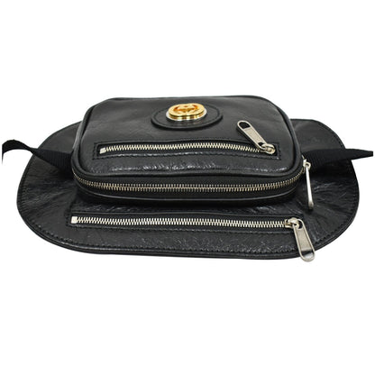 GUCCI Morpheus GG Interlocking Logo Leather Belt Bag Black 575857 - 25% OFF