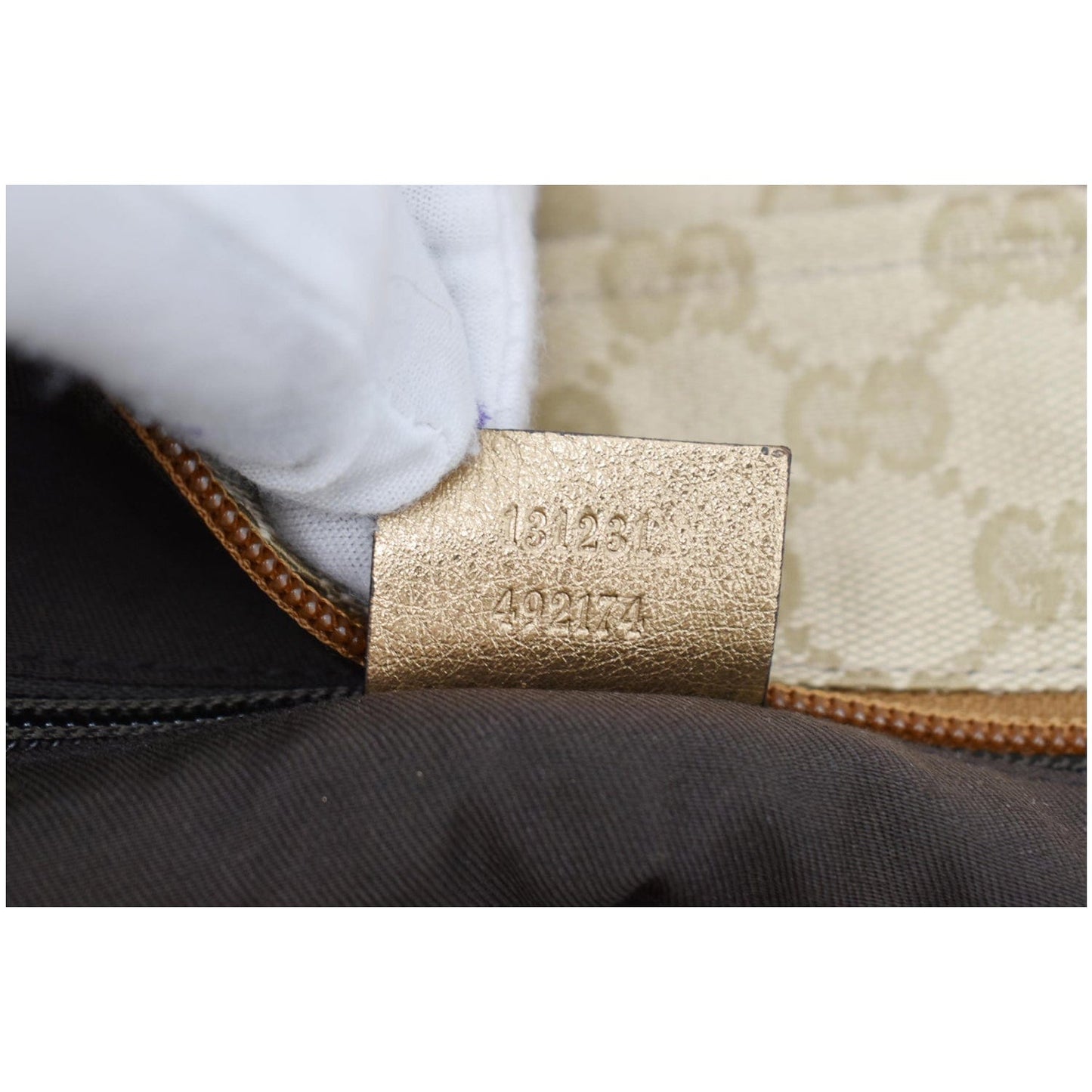 GUCCI Sherry GG Canvas Leather Tote Bag Beige 131231
