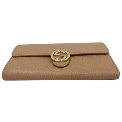 GUCCI GG Interlocking Continental Leather Wallet Beige 615524
